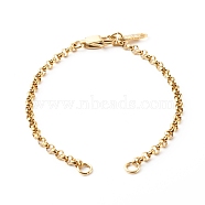 Handmade 304 Stainless Steel Rolo Chain Bracelets Making Accessories, with Jump Rings, Lobster Claw Clasps, Chain Tabs, Golden, 6-1/2x1/8 inch(16.5x0.3cm)(AJEW-JB01026-03)