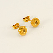 Chunk Letter 304 Stainless Steel Stud Earrings for Women, Real 18K Gold Plated, Letter O, 7.5~8.5x5~10.5mm(EJEW-G386-01O-G)