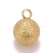 Brass Ball Charms, Textured, Round, Cadmium Free & Nickel Free & Lead Free, Long-Lasting Plated, Real 18K Gold Plated, 13.5x10mm, Hole: 2.5mm(KK-M229-73A-G)