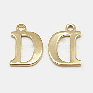 Brass Pendants, Letter D, Real 18K Gold Plated, 15.5x10.5x1mm, Hole: 1.5mm(X-KK-N200-091)