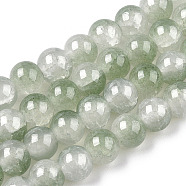 Crackle Baking Painted Imitation Jade Glass Beads Strands, Two Tone, Round, Olive Drab, 6mm, Hole: 1.2mm, about 147pcs/strand, 31.10''(79cm)(DGLA-T003-6mm-06)