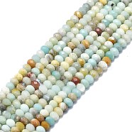 Natural Flower Amazonite Beads Strands, Faceted, Rondelle, 6x4mm, Hole: 1mm, about 85~90pcs/strand, 15.55 inch(39.5cm)(G-F715-096)