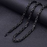 Titanium Steel Byzantine Chain Necklaces for Men, Black, 17.72 inch(45cm)(FS-WG56795-91)
