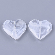 Acrylic Beads, Imitation Gemstone, Faceted, Heart, Clear & White, 46x45.5x10mm, Hole: 1.8mm, about 45pcs/500g(OACR-T006-101)
