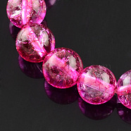 Natural Crackle Quartz Beads Strands, Dyed, Round, DeepPink, 8~9mm, Hole: 1mm; about 46pcs/strand, 15.3inches(G-R175-8mm-01)