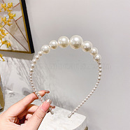 Plastic Imitation Pearls Hair Bands, Bridal Hair Bands Party Wedding Hair Accessories for Women Girls, White, 140mm(OHAR-PW0007-19F)