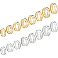 PandaHall Elite 16Pcs 16 Style 201 Stainless Steel Grooved Finger Ring Settings, Ring Core Blank, for Inlay Ring Jewelry Making, Golden & Stainless Steel Color, US Size 5 1/4~14(15.9~23mm), 1Pc/style(STAS-PH0004-39)