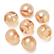 UV Plating Rainbow Iridescent Acrylic Beads, Round, Top Drilled, Sandy Brown, 20x20x20mm, Hole: 3mm(OACR-G012-06G)