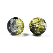 Transparent Crackle Acrylic Beads, Round, Yellow, 8x7.5mm, Hole: 1.8mm, about 1700pc/500g(CACR-N002-12A)