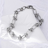 Tarnish Resistant 304 Stainless Steel Link Chain Bracelets, with Lobster Claw Clasps, Stainless Steel Color, 8 inch(20.3cm)(X-BJEW-Z011-09P)