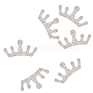 Crown Self Adhesive Rhinestone Appliques, Sparkling Rhinestone Stickers, Dress Shoes Garment Decoration, Crystal, 32.5x65x2mm(DIY-WH0349-70)