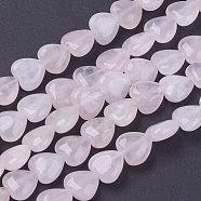 Girlfriend Valentines Day Ideas Natural Rose Quartz Bead Strands, Heart, Misty Rose, 10x10x5mm, Hole: 1mm, about 40pcs/strand, 15.3 inch(G-R190-18)