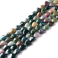 Natural Indian Agate Beads Strands, Heart, 12.5x12.5x6mm, Hole: 1mm, about 33pcs/strand, 15.55''(39.5cm)(G-B022-04)