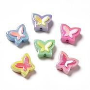 Two Tone UV Plating Rainbow Iridescent Acrylic Beads, Butterfly, Mixed Color, 16.5x20x10.5mm, Hole: 2.5mm(PACR-J005-05)
