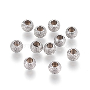 304 Stainless Steel Textured Spacer Beads, Round, Stainless Steel Color, 3x2mm, Hole: 1.5mm(STAS-P108-04P-A)