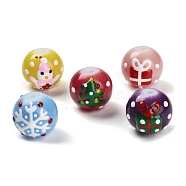 Christmas Theme Handmade Lampwork Beads, with Enamel, Round with Mixed Shapes, Mixed Color, 12.5~13x11mm, Hole: 1.6mm(LAMP-I028-08)