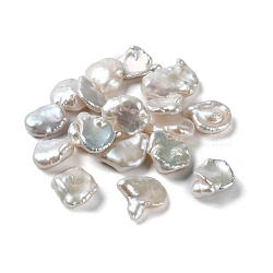 Natural Keshi Pearl Cultured Freshwater Pearl Beads, Baroque Pearls, Undrilled/No Hole, Nuggets, WhiteSmoke, 14~18x12~14x4~6mm(PEAR-E020-42)