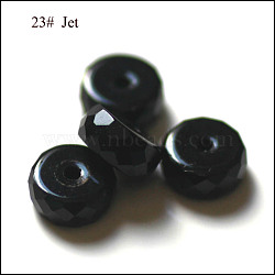 Imitation Austrian Crystal Beads, Grade AAA, Faceted, Flat Round, Black, 10x5.5mm, Hole: 0.9~1mm(SWAR-F078-6x10mm-23)