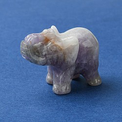 Natural Amethyst Home Decorations, Elephant, 37~42x16~21x29~33mm(DJEW-YW0001-04B)