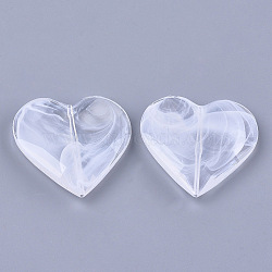 Acrylic Beads, Imitation Gemstone, Faceted, Heart, Clear & White, 46x45.5x10mm, Hole: 1.8mm, about 45pcs/500g(OACR-T006-101)