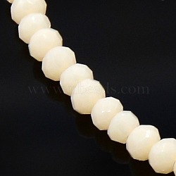 Opaque Solid Color Crystal Glass Faceted Rondelle Beads Strands, Cornsilk, 3.5x2.5~3mm, Hole: 1mm, about 120pcs/strand, 14 inch(GLAA-F025-A01)