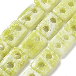 Natural Lemon Jade Beads Strands, Rectangle, 2-Hole, 25x17x5mm, Hole: 6mm, about 16pcs/strand, 15.75~15.94''(40~40.5cm)(G-H074-A01-01)