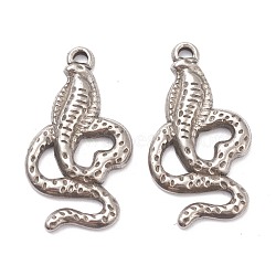 304 Stainless Steel Pendants, Snake, Stainless Steel Color, 26.5x14x2.5mm, Hole: 1.5mm(STAS-G244-28P)