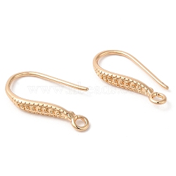 Brass Earring Hooks, Ear Wire, with Loops, Light Gold, 18x1.5mm, Hole: 1.5mm, 22 Gauge, Pin: 0.6mm(KK-Q770-09G)
