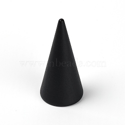 Wood Ring Display Frame, Cone with Flat Bottom, Black, 2.45x5cm(RDIS-WH0008-04)