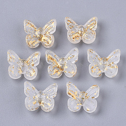 Transparent Spray Painted Glass Charms, with Golden Foil, Butterfly, Clear, 10x11x3mm, Hole: 1.2mm(GLAA-N035-08A-B03)