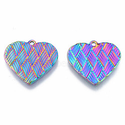 Ion Plating(IP) 304 Stainless Steel Pendants, Heart, Rainbow Color, 20x22x1.5mm, Hole: 1.5mm(STAS-N098-189M)