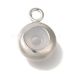 Rack Plating Brass Pendants, Long-Lasting Plated, Flat Round, with Epoxy Resin Ring, Platinum, 13x9x4mm, Hole: 1.5mm(KK-U019-16P)