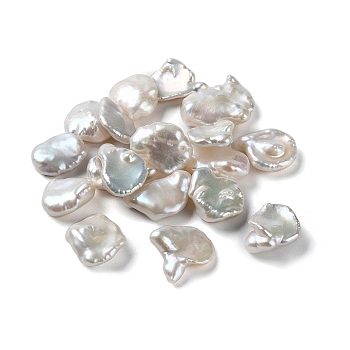 Natural Keshi Pearl Cultured Freshwater Pearl Beads, Baroque Pearls, Undrilled/No Hole, Nuggets, WhiteSmoke, 14~18x12~14x4~6mm