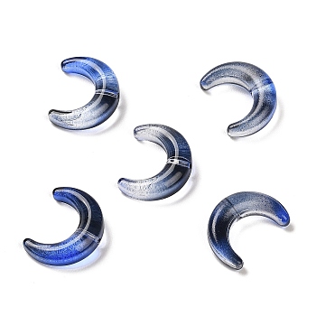 Gradient Handmade Lampwork Beads, Moon, Marine Blue, 16.5x13x5.5mm, Hole: 1mm