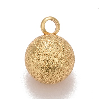 Brass Ball Charms, Textured, Round, Cadmium Free & Nickel Free & Lead Free, Long-Lasting Plated, Real 18K Gold Plated, 13.5x10mm, Hole: 2.5mm