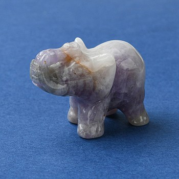 Natural Amethyst Home Decorations, Elephant, 37~42x16~21x29~33mm