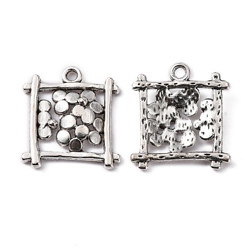 Alloy Pendants, Rectangle with Flower, Cadmium Free & Nickel Free & Lead Free, Antique Silver, 20x18x3mm, Hole: 1.5mm