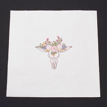 DIY Embroidery Fabric with Eliminable Pattern, Embroidery Cloth, Square, Cow Pattern, 28x27.6x0.05cm