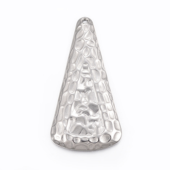 304 Stainless Steel Pendants, Triangle, Stainless Steel Color, 42.5x21x3mm, Hole: 2mm