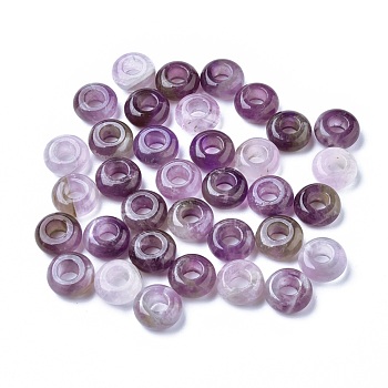Natural Amethyst European Beads, Large Hole Beads, Rondelle, 12x6mm, Hole: 5mm