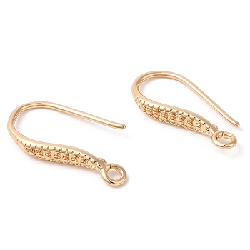 Brass Earring Hooks, Ear Wire, with Loops, Light Gold, 18x1.5mm, Hole: 1.5mm, 22 Gauge, Pin: 0.6mm