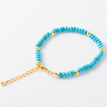 Simple Design Synthetic Turquoise Beaded Bracelets for Women, 