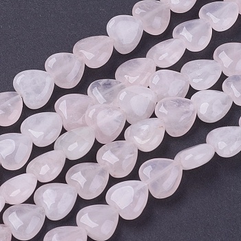 Girlfriend Valentines Day Ideas Natural Rose Quartz Bead Strands, Heart, Misty Rose, 10x10x5mm, Hole: 1mm, about 40pcs/strand, 15.3 inch