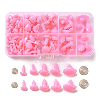 106Pcs Triangle Plastic Doll Craft Safety Noses, with 106Pcs Spacer, Toy Accessories, Pink, 9x6x15.5mm