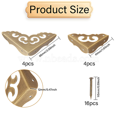 8 セット 2 スタイル 三角形真鍮コーナープロテクター(KK-GL0001-04)-2