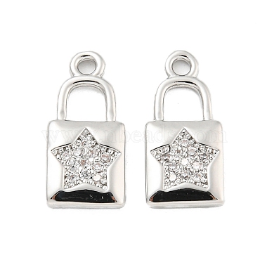 Real Platinum Plated Clear Lock Brass+Cubic Zirconia Pendants