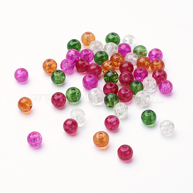 Perles de verre craquelé peintes(DGLA-X0006-6mm-09)-2