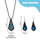 FIBLOOM 2 Sets 2 Colors Teardrop with Flower Glass Dangle Earrings & Pendant Necklace(SJEW-FI0001-14)-2