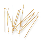304 Stainless Steel Flat Head Pins, Real 16K Gold Plated, 30x0.7mm, 21 Gauge, Head: 1.5~2mm(STAS-R046-30mm-G)