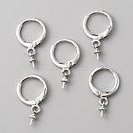 Brass Huggie Hoop Earring Findings, with Peg Bails, for Half Drilled Beads , Platinum, 20x11x1.7mm, Pin: 0.6mm and 0.8mm(KK-WH0079-22P)